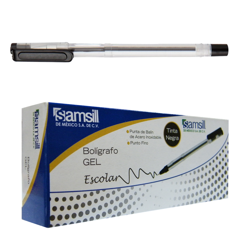 Bolígrafo de gel tipo Escolar tinta negra caja C 12