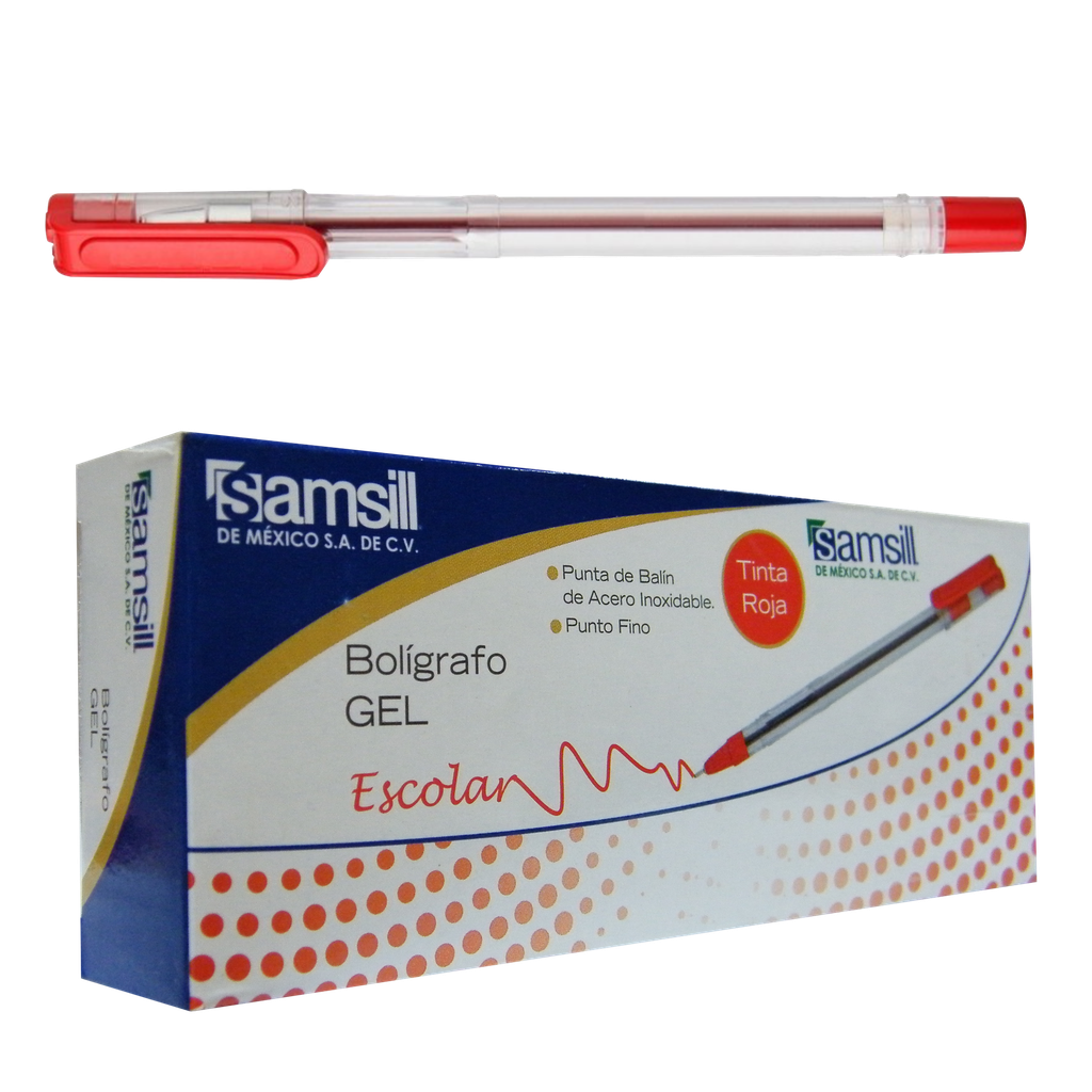 Bolígrafo de gel tipo Escolar tinta roja caja C 12