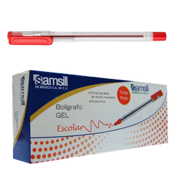 [SAMESC-12RC] Bolígrafo de gel tipo Escolar tinta roja caja C 12